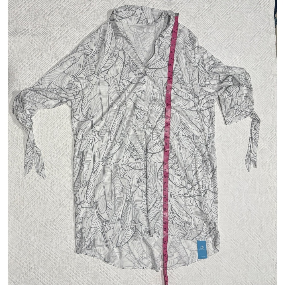 Cupshe Women's Leaf Print Button Down Cover-Up Blouse Size M Lightweight NWT - Picture 3 of 6
